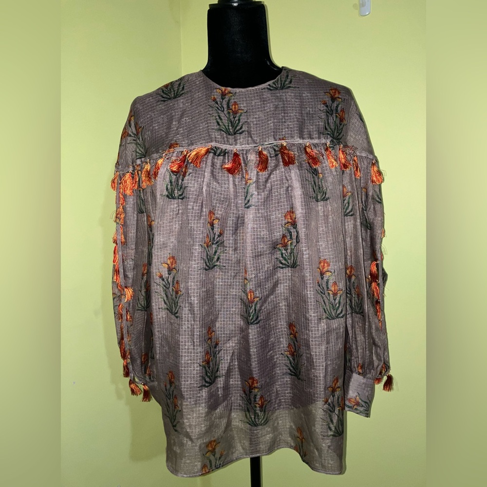Anthropologie Sachin + Babi tasseled Acacia blouse sz S small boho designer NWOT